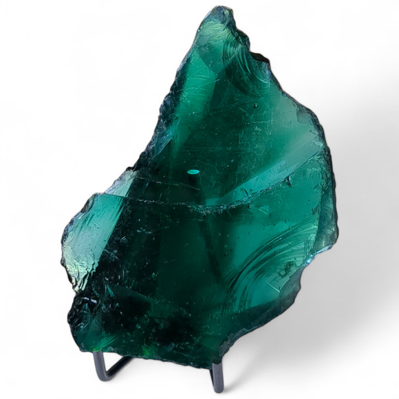 Emerald Green Art Glass Cullet Glowing Translucent Manganese Slag #5GL213 - Picture 4 of 6